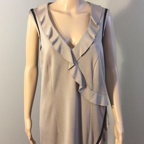 ANTONIO DERRICO Tan & black MIDI DRESS - Picture 2 of 5